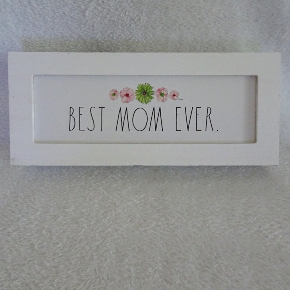 Rae Dunn BEST MOM EVER Floral Wood Sign MOTHER'S DAY